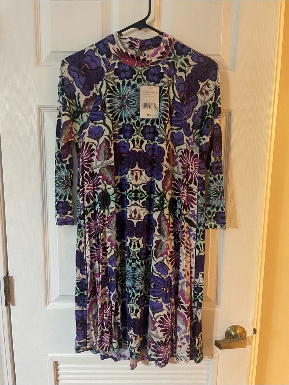 Free People Purple Floral Long Sleeve Dress